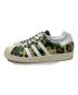 adidas (アディダス) A BATHING APE (アベイシングエイプ) コラボローカットスニーカー グリーン×ブラウン サイズ:28：14000円