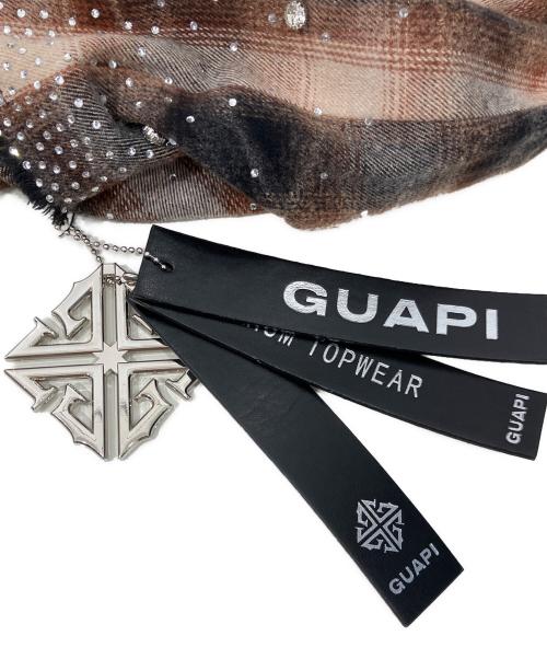 GUAPI（グアピ）GUAPI (グアピ) ラインストーンチェックシャツ ブラウン サイズ:Sの古着・服飾アイテム