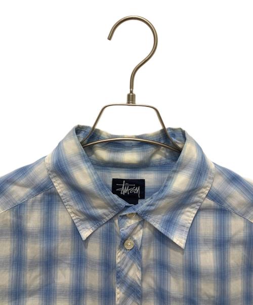 stussy（ステューシー）stussy (ステューシー) オンブレチェックシャツ ブルー×ホワイト サイズ:Sの古着・服飾アイテム