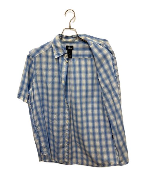 stussy（ステューシー）stussy (ステューシー) オンブレチェックシャツ ブルー×ホワイト サイズ:Sの古着・服飾アイテム