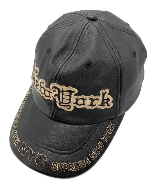 SUPREME（シュプリーム）SUPREME (シュプリーム) NEW YORK LEATHER 6-PANEL ブラックの古着・服飾アイテム