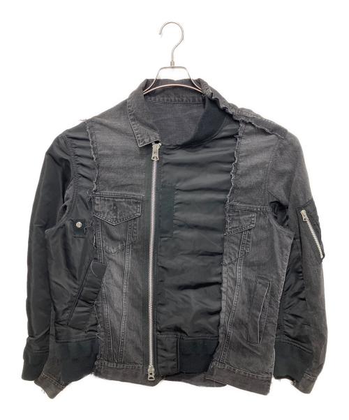sacai（サカイ）sacai (サカイ) 19SS Re-Make MA-1 Doccing Denim Jacket ブラック サイズ:2の古着・服飾アイテム