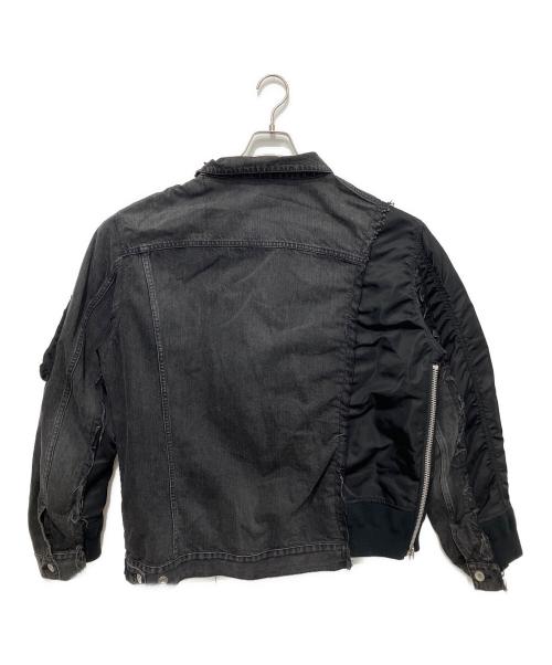 sacai（サカイ）sacai (サカイ) 19SS Re-Make MA-1 Doccing Denim Jacket ブラック サイズ:2の古着・服飾アイテム