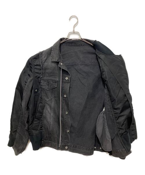 sacai（サカイ）sacai (サカイ) 19SS Re-Make MA-1 Doccing Denim Jacket ブラック サイズ:2の古着・服飾アイテム