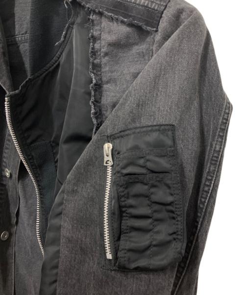 sacai（サカイ）sacai (サカイ) 19SS Re-Make MA-1 Doccing Denim Jacket ブラック サイズ:2の古着・服飾アイテム