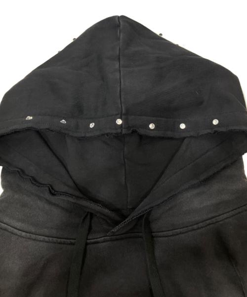 FIRST ROW（ファーストロウ）FIRST ROW (ファーストロウ) Washed Crop Rhinestone Hoodie ブラック サイズ:Lの古着・服飾アイテム
