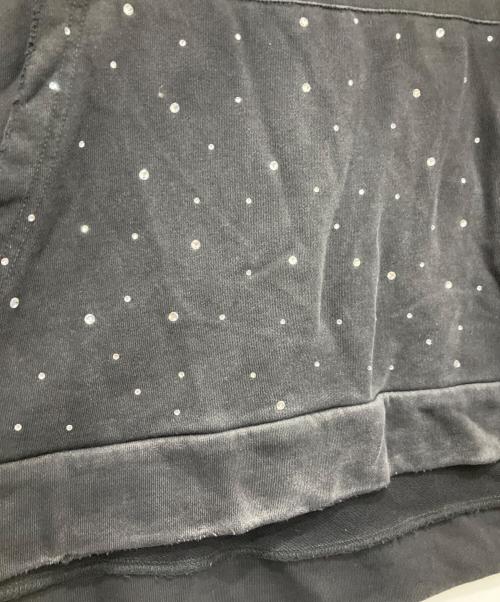 FIRST ROW（ファーストロウ）FIRST ROW (ファーストロウ) Washed Crop Rhinestone Hoodie ブラック サイズ:Lの古着・服飾アイテム