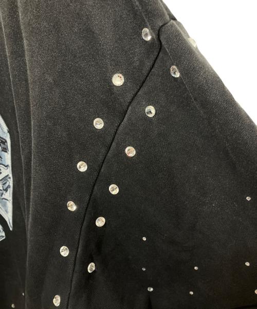 FIRST ROW（ファーストロウ）FIRST ROW (ファーストロウ) Washed Crop Rhinestone Hoodie ブラック サイズ:Lの古着・服飾アイテム