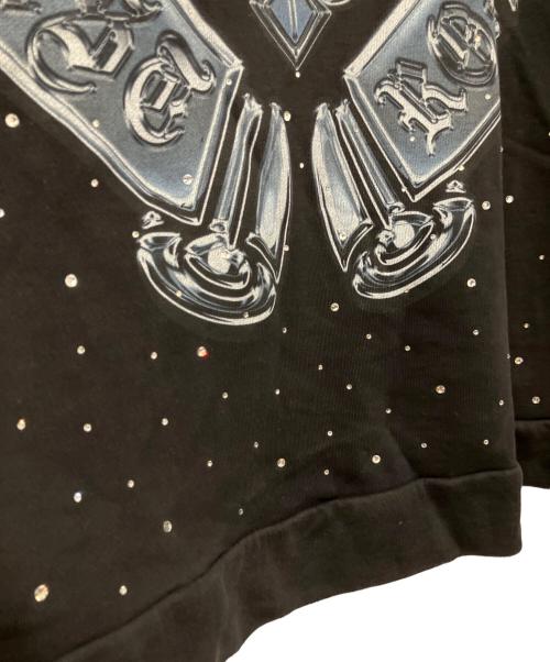 FIRST ROW（ファーストロウ）FIRST ROW (ファーストロウ) Washed Crop Rhinestone Hoodie ブラック サイズ:Lの古着・服飾アイテム