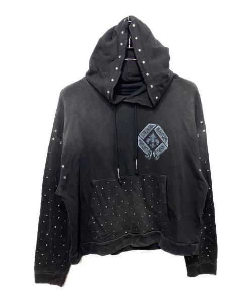FIRST ROW（ファーストロウ）FIRST ROW (ファーストロウ) WASHED CROP RHINESTONE HOODIE ブラック サイズ:XLの古着・服飾アイテム
