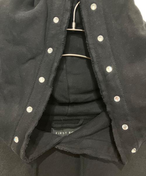 FIRST ROW（ファーストロウ）FIRST ROW (ファーストロウ) WASHED CROP RHINESTONE HOODIE ブラック サイズ:XLの古着・服飾アイテム