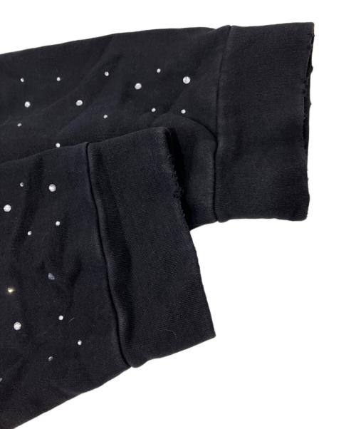 FIRST ROW（ファーストロウ）FIRST ROW (ファーストロウ) WASHED CROP RHINESTONE HOODIE ブラック サイズ:XLの古着・服飾アイテム