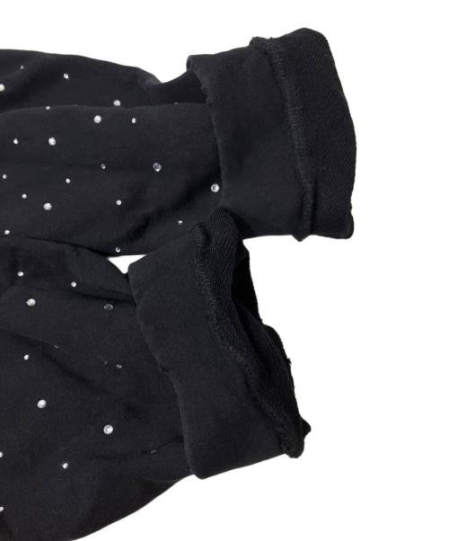 FIRST ROW（ファーストロウ）FIRST ROW (ファーストロウ) WASHED CROP RHINESTONE HOODIE ブラック サイズ:XLの古着・服飾アイテム