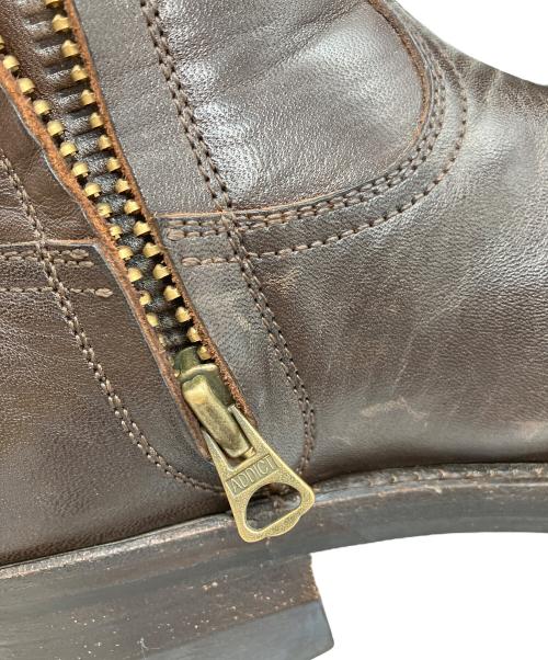ADDICT BOOTS（アディクト ブーツ）ADDICT BOOTS (アディクト ブーツ) HORSEHIDE ZIP WESTERN BOOTS ブラウン サイズ:10の古着・服飾アイテム