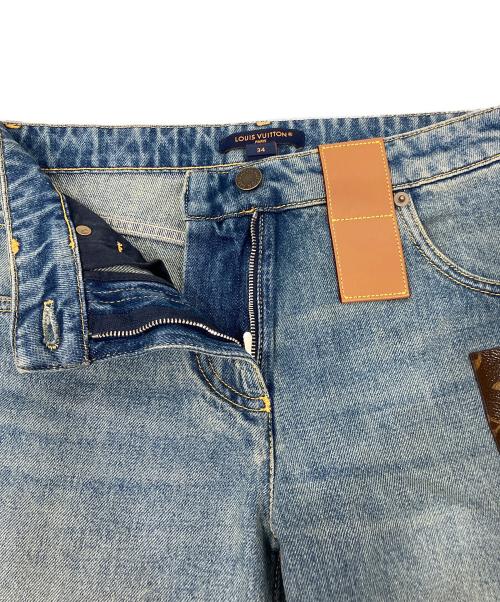 LOUIS VUITTON（ルイ ヴィトン）LOUIS VUITTON (ルイ ヴィトン) モノグラムパッチブーツカットデニムパンツ インディゴ サイズ:34の古着・服飾アイテム