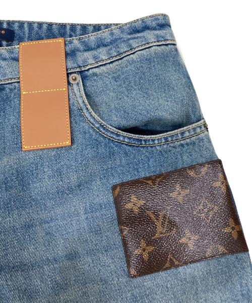 LOUIS VUITTON（ルイ ヴィトン）LOUIS VUITTON (ルイ ヴィトン) モノグラムパッチブーツカットデニムパンツ インディゴ サイズ:34の古着・服飾アイテム