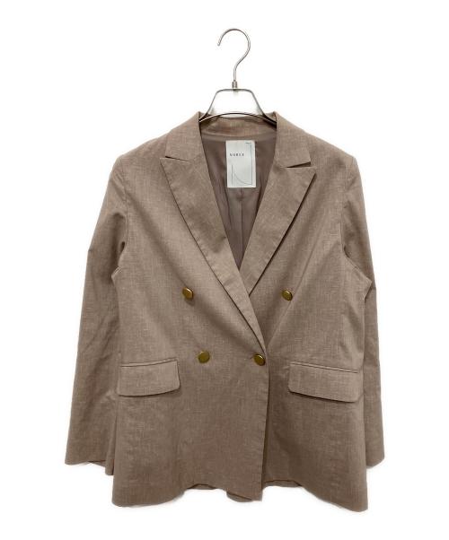Noble（ノーブル）Noble (ノーブル) 麻ストレッチピークドラペルダブルジャケット ベージュ サイズ:38の古着・服飾アイテム