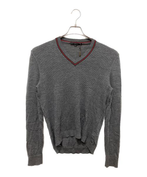 GUCCI（グッチ）GUCCI (グッチ) Vネックニット グレー サイズ:Mの古着・服飾アイテム