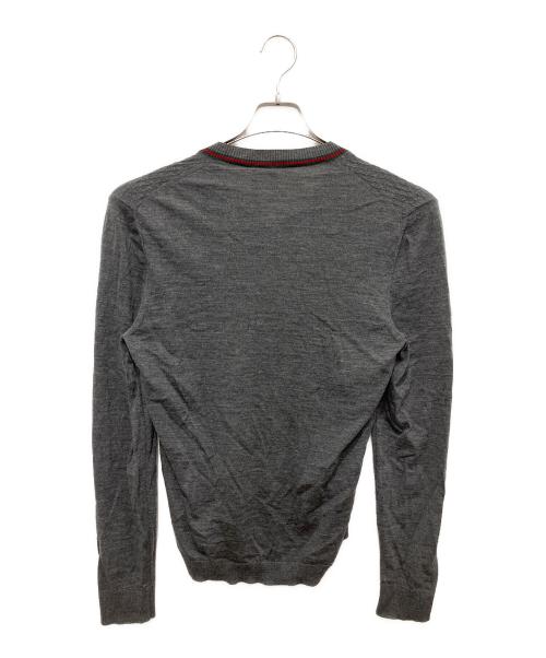 GUCCI（グッチ）GUCCI (グッチ) Vネックニット グレー サイズ:Mの古着・服飾アイテム