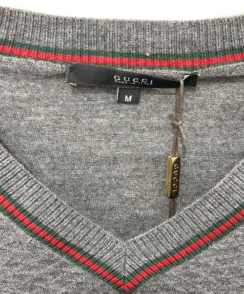 GUCCI（グッチ）GUCCI (グッチ) Vネックニット グレー サイズ:Mの古着・服飾アイテム