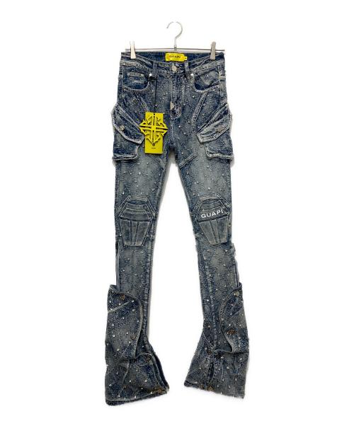 GUAPI（グアピ）GUAPI (グアピ) Aqua Blue Coffin Arc Embellished Denim インディゴ サイズ:28の古着・服飾アイテム