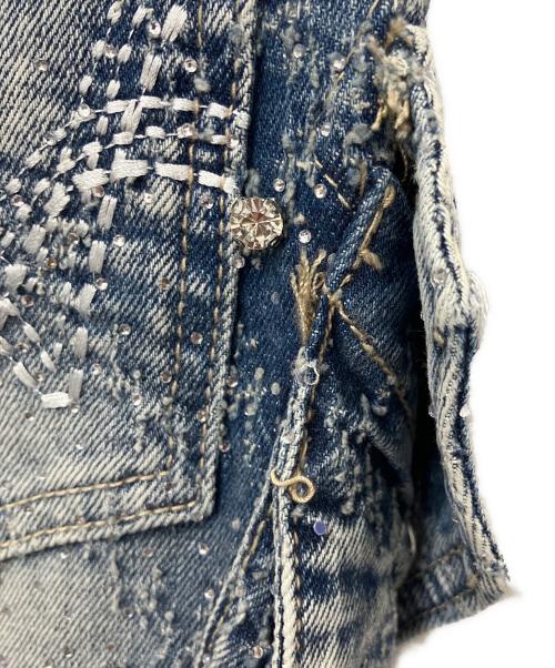 GUAPI（グアピ）GUAPI (グアピ) Aqua Blue Coffin Arc Embellished Denim インディゴ サイズ:28の古着・服飾アイテム