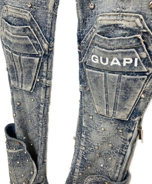 GUAPI（グアピ）GUAPI (グアピ) Aqua Blue Coffin Arc Embellished Denim インディゴ サイズ:28の古着・服飾アイテム