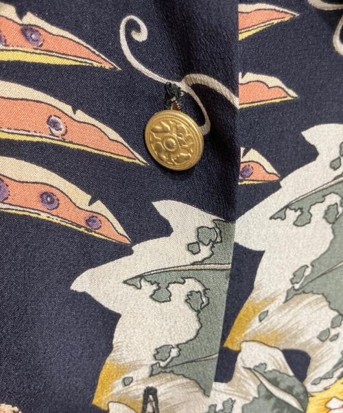 Salvatore Ferragamo（サルヴァトーレ フェラガモ）Salvatore Ferragamo (サルヴァトーレ フェラガモ) 総柄シルクシャツ ブラック×イエロー サイズ:40の古着・服飾アイテム