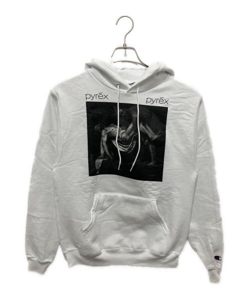 Champion（チャンピオン）Champion (チャンピオン) PYREX VISION (パイレックス ヴィジョン) コラボプリントパーカー ホワイト サイズ:Sの古着・服飾アイテム