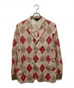 COMME des GARCONS HOMME PLUSコムデギャルソンオムプリュス）の古着「アーガイル柄テーラードジャケット」｜ベージュ×ピンク