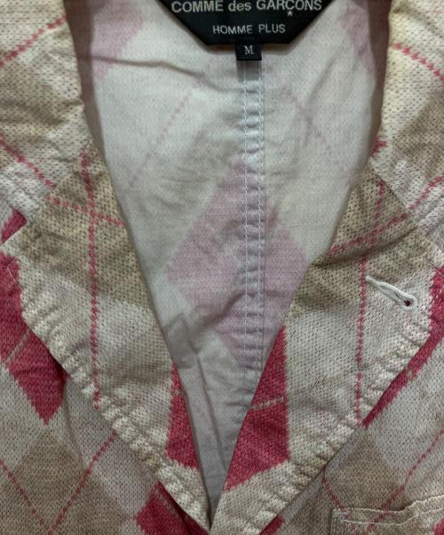 COMME des GARCONS HOMME PLUS（コムデギャルソンオムプリュス）COMME des GARCONS HOMME PLUS (コムデギャルソンオムプリュス) アーガイル柄テーラードジャケット ベージュ×ピンク サイズ:Mの古着・服飾アイテム