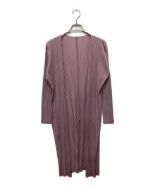 PLEATS PLEASE（プリーツプリーズ）の古着「プリーツロングカーディガン」｜ピンク