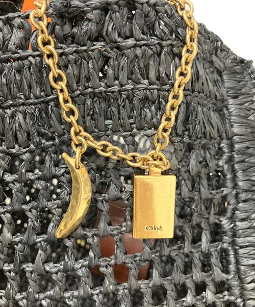 Chloe（クロエ）Chloe (クロエ) SUMMER BANANA ラフィアトートバッグ ブラックの古着・服飾アイテム