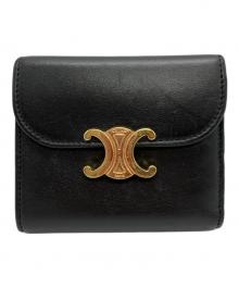 CELINE（セリーヌ）の古着「スモール フラップウォレット トリオンフ」｜ブラック