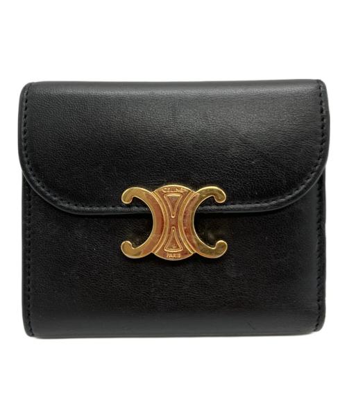 CELINE（セリーヌ）CELINE (セリーヌ) スモール フラップウォレット トリオンフ ブラックの古着・服飾アイテム