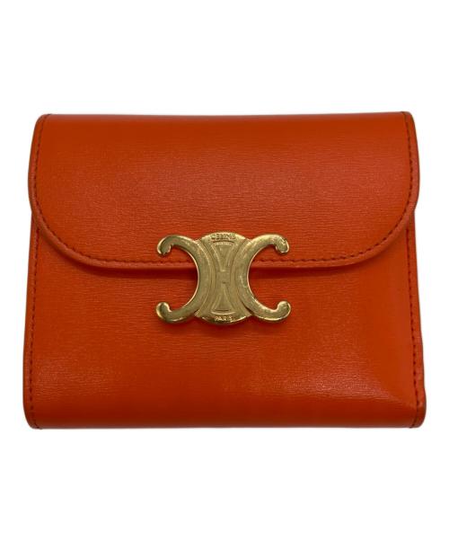 CELINE（セリーヌ）CELINE (セリーヌ) スモール フラップウォレット トリオンフ オレンジの古着・服飾アイテム