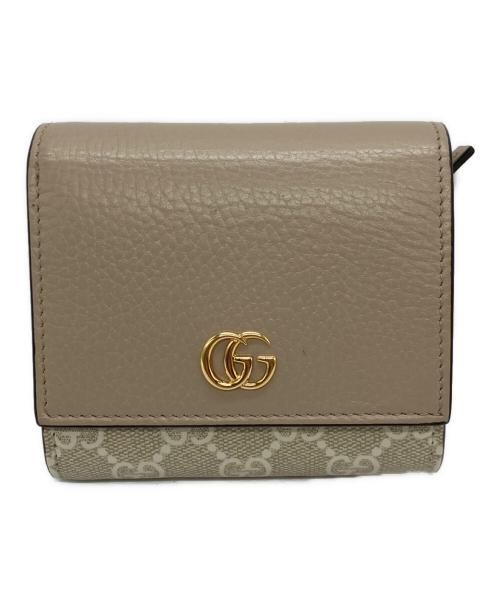 GUCCI（グッチ）GUCCI (グッチ) ダブルG バイカラー ミニ ウォレット ベージュの古着・服飾アイテム
