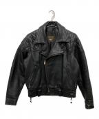 VANSONバンソン）の古着「パテッド ダブルライダースジャケット」｜ブラック