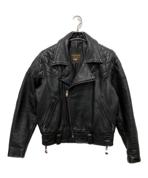 VANSON（バンソン）VANSON (バンソン) パテッド ダブルライダースジャケット ブラック サイズ:42の古着・服飾アイテム