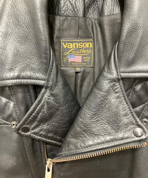 VANSON（バンソン）VANSON (バンソン) パテッド ダブルライダースジャケット ブラック サイズ:42の古着・服飾アイテム