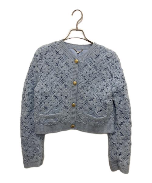 FRAY ID（フレイ アイディー）FRAY ID (フレイ アイディー) ニットエンブロイダリーカーディガン ブルー サイズ:FREEの古着・服飾アイテム