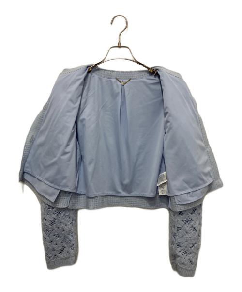 FRAY ID（フレイ アイディー）FRAY ID (フレイ アイディー) ニットエンブロイダリーカーディガン ブルー サイズ:FREEの古着・服飾アイテム