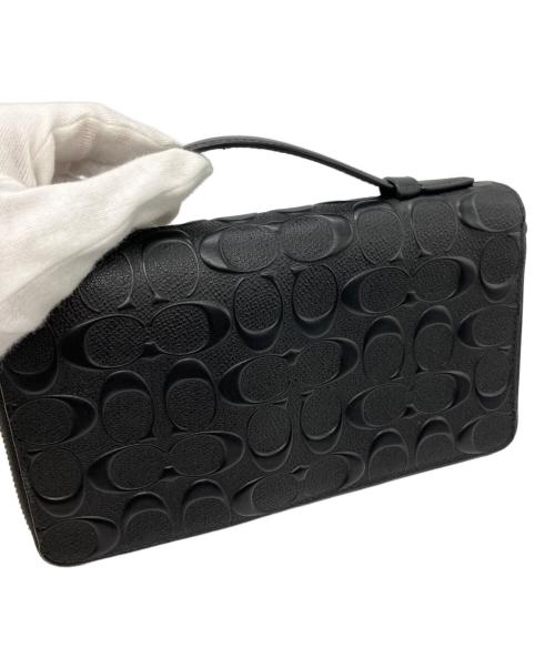 COACH（コーチ）COACH (コーチ) ダブル ジップ トラベル オーガナイザー・シグネチャー キャンバス ブラックの古着・服飾アイテム