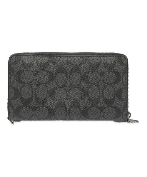 COACH（コーチ）COACH (コーチ) ダブル ジップ トラベル オーガナイザー・シグネチャー キャンバス グレー×ブラックの古着・服飾アイテム