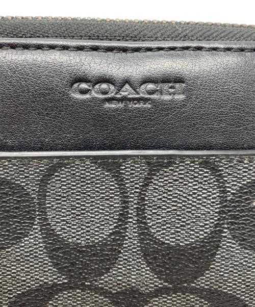 COACH（コーチ）COACH (コーチ) ダブル ジップ トラベル オーガナイザー・シグネチャー キャンバス グレー×ブラックの古着・服飾アイテム