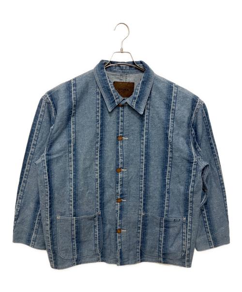 AUTHEN（オーセン）AUTHEN (オーセン) サーキュラーデニム ストライプ ジャケット インディゴ サイズ:FREEの古着・服飾アイテム