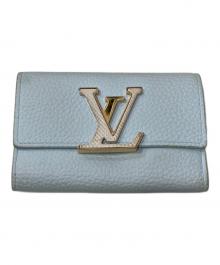 LOUIS VUITTON（ルイ ヴィトン）の古着「トリヨンレザー/カルングレザー ポルトフォイユ・カプシーヌ コンパクト」｜ブルー