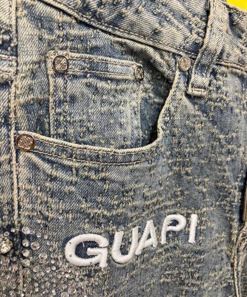 GUAPI（グアピ）GUAPI (グアピ) VINTAGE BLUE DISTRESSED CROSS DENIM インディゴ サイズ:71cm(W28) 未使用品の古着・服飾アイテム