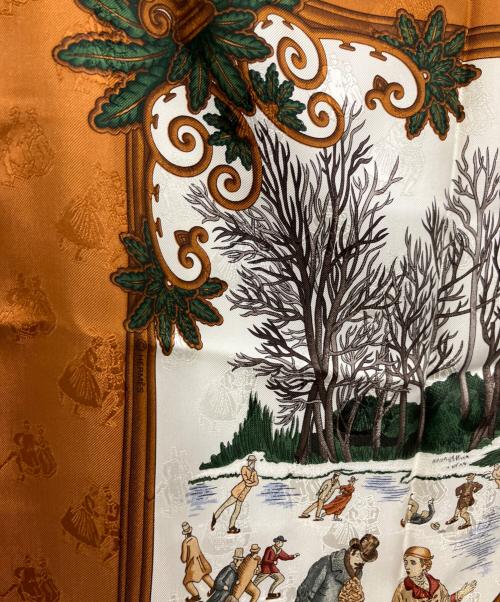 HERMES（エルメス）HERMES (エルメス) Joies d'Hiver 冬の愉しみ シルクスカーフ ブラウンの古着・服飾アイテム