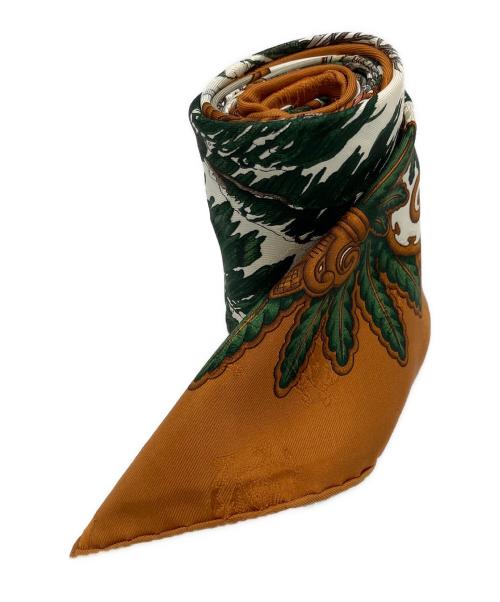 HERMES（エルメス）HERMES (エルメス) Joies d'Hiver 冬の愉しみ シルクスカーフ ブラウンの古着・服飾アイテム